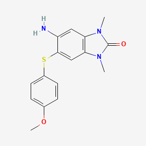 5-amino-6-[(4-methoxyphenyl)thio]-1,3-dimethyl-1,3-dihydro-2H-benzimidazol-2-one