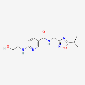 6-[(2-hydroxyethyl)amino]-N-[(5-isopropyl-1,2,4-oxadiazol-3-yl)methyl]nicotinamide