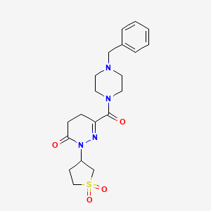 molecular formula C20H26N4O4S B5952409 6-[(4-benzylpiperazin-1-yl)carbonyl]-2-(1,1-dioxidotetrahydrothiophen-3-yl)-4,5-dihydropyridazin-3(2H)-one 