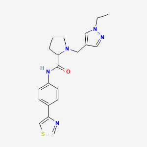 molecular formula C20H23N5OS B5952446 1-[(1-ethyl-1H-pyrazol-4-yl)methyl]-N-[4-(1,3-thiazol-4-yl)phenyl]prolinamide 