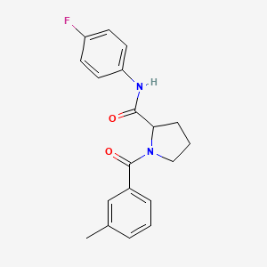 molecular formula C19H19FN2O2 B5952466 N-(4-fluorophenyl)-1-(3-methylbenzoyl)prolinamide 