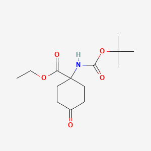 molecular formula C14H23NO5 B595247 1-(叔丁氧羰基氨基)-4-氧代环己烷羧酸乙酯 CAS No. 1253791-63-7