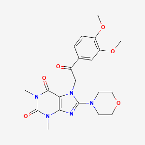 molecular formula C21H25N5O6 B5952483 7-[2-(3,4-DIMETHOXYPHENYL)-2-OXOETHYL]-1,3-DIMETHYL-8-(MORPHOLIN-4-YL)-2,3,6,7-TETRAHYDRO-1H-PURINE-2,6-DIONE 