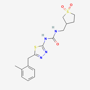 molecular formula C16H20N4O3S2 B5952493 N-[(1,1-dioxidotetrahydro-3-thienyl)methyl]-N'-[5-(2-methylbenzyl)-1,3,4-thiadiazol-2-yl]urea 