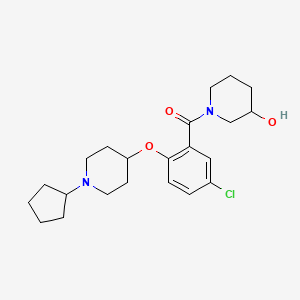 molecular formula C22H31ClN2O3 B5952591 1-{5-chloro-2-[(1-cyclopentyl-4-piperidinyl)oxy]benzoyl}-3-piperidinol 