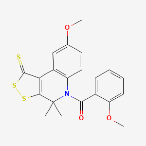 8-METHOXY-5-(2-METHOXYBENZOYL)-4,4-DIMETHYL-1H,4H,5H-[1,2]DITHIOLO[3,4-C]QUINOLINE-1-THIONE