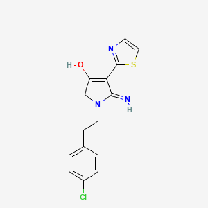 molecular formula C16H16ClN3OS B5952702 5-amino-1-[2-(4-chlorophenyl)ethyl]-4-(4-methyl-1,3-thiazol-2-yl)-1,2-dihydro-3H-pyrrol-3-one 