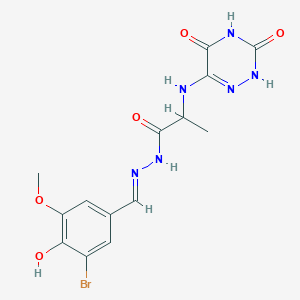 N'-[(E)-(3-BROMO-4-HYDROXY-5-METHOXYPHENYL)METHYLIDENE]-2-[(3,5-DIOXO-2,3,4,5-TETRAHYDRO-1,2,4-TRIAZIN-6-YL)AMINO]PROPANEHYDRAZIDE