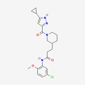 molecular formula C22H27ClN4O3 B5952840 N-(5-chloro-2-methoxyphenyl)-3-{1-[(3-cyclopropyl-1H-pyrazol-5-yl)carbonyl]-3-piperidinyl}propanamide 