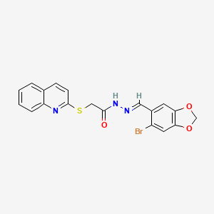 N-[(E)-(6-bromo-1,3-benzodioxol-5-yl)methylideneamino]-2-quinolin-2-ylsulfanylacetamide