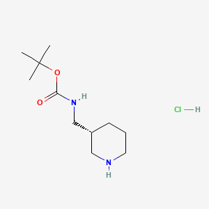 molecular formula C11H23ClN2O2 B595289 (R)-tert-Butyl (piperidin-3-ylmethyl)carbamate hydrochloride CAS No. 1217778-64-7