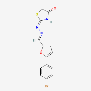 2-((E)-2-{(E)-1-[5-(4-bromophenyl)-2-furyl]methylidene}hydrazono)-1,3-thiazolan-4-one