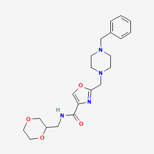 2-[(4-benzyl-1-piperazinyl)methyl]-N-(1,4-dioxan-2-ylmethyl)-1,3-oxazole-4-carboxamide