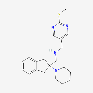 molecular formula C21H28N4S B5952948 1-[2-(methylthio)-5-pyrimidinyl]-N-{[2-(1-piperidinyl)-2,3-dihydro-1H-inden-2-yl]methyl}methanamine 