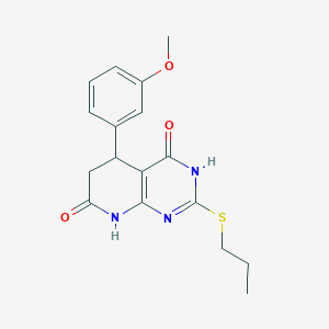 molecular formula C17H19N3O3S B5952973 5-(3-methoxyphenyl)-2-(propylthio)-5,8-dihydropyrido[2,3-d]pyrimidine-4,7(3H,6H)-dione 