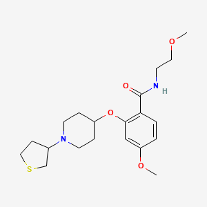 molecular formula C20H30N2O4S B5952979 4-methoxy-N-(2-methoxyethyl)-2-[1-(thiolan-3-yl)piperidin-4-yl]oxybenzamide 