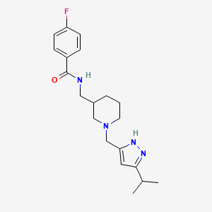 molecular formula C20H27FN4O B5953007 4-fluoro-N-({1-[(5-isopropyl-1H-pyrazol-3-yl)methyl]-3-piperidinyl}methyl)benzamide 