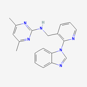 molecular formula C19H18N6 B5953009 N-{[2-(1H-benzimidazol-1-yl)-3-pyridinyl]methyl}-4,6-dimethyl-2-pyrimidinamine 