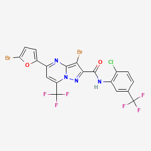 molecular formula C19H7Br2ClF6N4O2 B5953027 3-bromo-5-(5-bromofuran-2-yl)-N-[2-chloro-5-(trifluoromethyl)phenyl]-7-(trifluoromethyl)pyrazolo[1,5-a]pyrimidine-2-carboxamide 