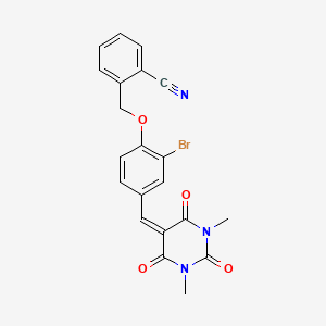 2-[[2-Bromo-4-[(1,3-dimethyl-2,4,6-trioxo-1,3-diazinan-5-ylidene)methyl]phenoxy]methyl]benzonitrile