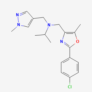 N-[[2-(4-chlorophenyl)-5-methyl-1,3-oxazol-4-yl]methyl]-N-[(1-methylpyrazol-4-yl)methyl]propan-2-amine