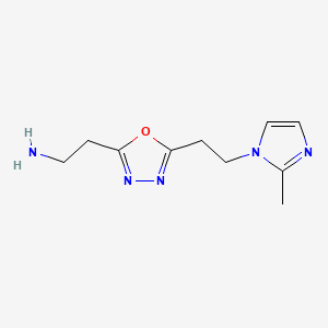 B595322 2-(5-(2-(2-methyl-1H-imidazol-1-yl)ethyl)-1,3,4-oxadiazol-2-yl)ethanamine CAS No. 1223748-26-2
