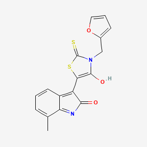 3-(2-FURYLMETHYL)-5-(7-METHYL-2-OXO-1,2-DIHYDRO-3H-INDOL-3-YLIDEN)-2-THIOXO-1,3-THIAZOLAN-4-ONE