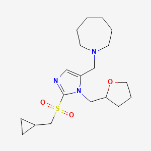 1-[[2-(Cyclopropylmethylsulfonyl)-3-(oxolan-2-ylmethyl)imidazol-4-yl]methyl]azepane