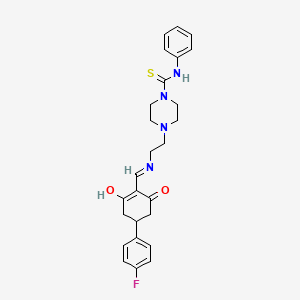 4-[2-({[4-(4-fluorophenyl)-2,6-dioxocyclohexylidene]methyl}amino)ethyl]-N-phenylpiperazine-1-carbothioamide