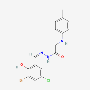 N-[(Z)-(3-bromo-5-chloro-2-hydroxyphenyl)methylideneamino]-2-(4-methylanilino)acetamide