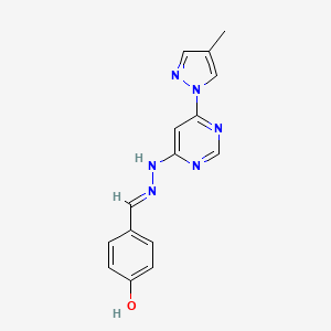 4-[(E)-[[6-(4-methylpyrazol-1-yl)pyrimidin-4-yl]hydrazinylidene]methyl]phenol