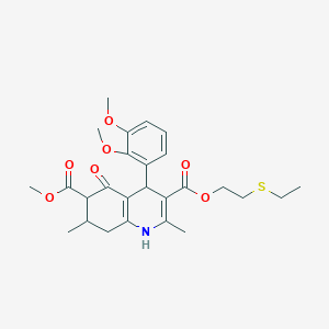 3-[2-(Ethylsulfanyl)ethyl] 6-methyl 4-(2,3-dimethoxyphenyl)-2,7-dimethyl-5-oxo-1,4,5,6,7,8-hexahydroquinoline-3,6-dicarboxylate