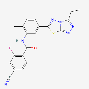 4-cyano-N-[5-(3-ethyl-[1,2,4]triazolo[3,4-b][1,3,4]thiadiazol-6-yl)-2-methylphenyl]-2-fluorobenzamide