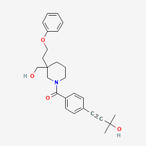 molecular formula C26H31NO4 B5953440 4-(4-{[3-(hydroxymethyl)-3-(2-phenoxyethyl)-1-piperidinyl]carbonyl}phenyl)-2-methyl-3-butyn-2-ol 