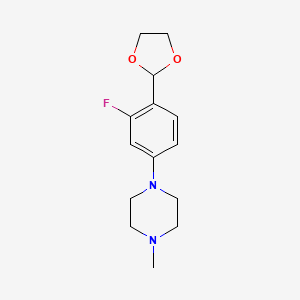 molecular formula C14H19FN2O2 B595345 2-[2-Fluoro-4-(4-methylpiperazino)phenyl]-1,3-dioxolane CAS No. 1346597-60-1
