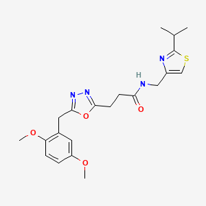 3-[5-(2,5-dimethoxybenzyl)-1,3,4-oxadiazol-2-yl]-N-[(2-isopropyl-1,3-thiazol-4-yl)methyl]propanamide