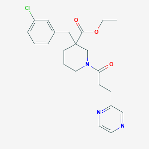 ethyl 3-(3-chlorobenzyl)-1-[3-(2-pyrazinyl)propanoyl]-3-piperidinecarboxylate