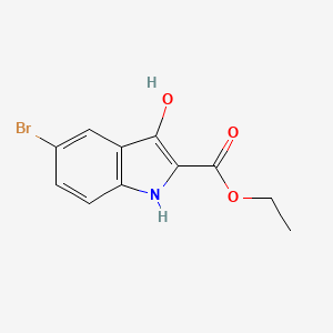 molecular formula C11H10BrNO3 B595361 5-Bromo-3-hydroxy-1H-indole-2-carboxylic acid ethyl ester CAS No. 153501-30-5