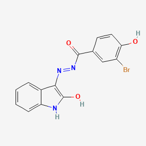 molecular formula C15H10BrN3O3 B5953613 3-bromo-4-hydroxy-N'-(2-oxo-1,2-dihydro-3H-indol-3-ylidene)benzohydrazide 