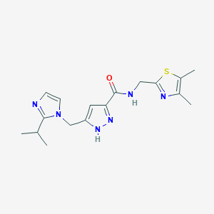 N-[(4,5-dimethyl-1,3-thiazol-2-yl)methyl]-5-[(2-isopropyl-1H-imidazol-1-yl)methyl]-1H-pyrazole-3-carboxamide