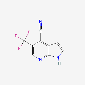 molecular formula C9H4F3N3 B595374 5-(Trifluoromethyl)-1H-pyrrolo[2,3-b]pyridine-4-carbonitrile CAS No. 1261365-58-5