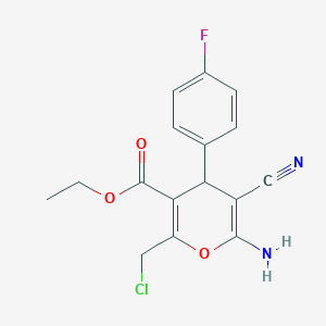 molecular formula C16H14ClFN2O3 B5953788 ethyl 6-amino-2-(chloromethyl)-5-cyano-4-(4-fluorophenyl)-4H-pyran-3-carboxylate 