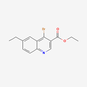 molecular formula C14H14BrNO2 B595379 Ethyl 4-bromo-6-ethylquinoline-3-carboxylate CAS No. 1242260-59-8