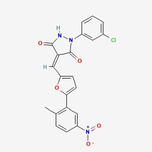 molecular formula C21H14ClN3O5 B5953821 (4Z)-1-(3-chlorophenyl)-4-{[5-(2-methyl-5-nitrophenyl)furan-2-yl]methylidene}pyrazolidine-3,5-dione 