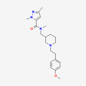 molecular formula C22H32N4O2 B5953835 N-[[1-[2-(4-methoxyphenyl)ethyl]piperidin-3-yl]methyl]-N,2,5-trimethylpyrazole-3-carboxamide 