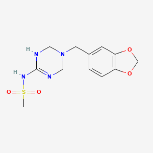 molecular formula C12H16N4O4S B5953843 N-{5-[(2H-1,3-BENZODIOXOL-5-YL)METHYL]-1,4,5,6-TETRAHYDRO-1,3,5-TRIAZIN-2-YL}METHANESULFONAMIDE 