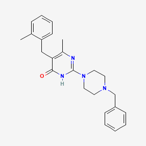 molecular formula C24H28N4O B5953873 2-(4-benzylpiperazin-1-yl)-6-methyl-5-(2-methylbenzyl)pyrimidin-4(3H)-one 