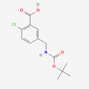 molecular formula C13H16ClNO4 B595395 5-(Boc-amino)methyl-2-chloro-benzoic acid CAS No. 165950-04-9