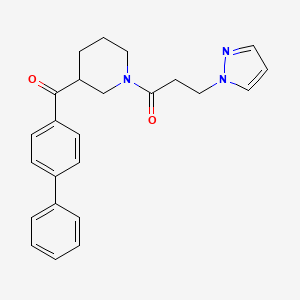 molecular formula C24H25N3O2 B5953975 4-biphenylyl{1-[3-(1H-pyrazol-1-yl)propanoyl]-3-piperidinyl}methanone 