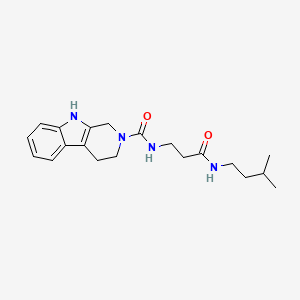 molecular formula C20H28N4O2 B5953999 N-{3-[(3-methylbutyl)amino]-3-oxopropyl}-1,3,4,9-tetrahydro-2H-beta-carboline-2-carboxamide 